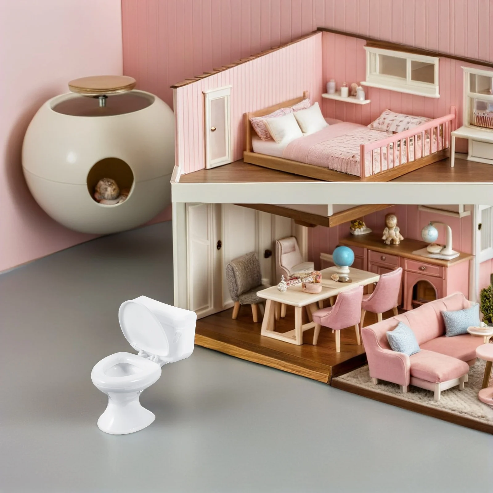 

Набор из 7 реалистичных мини-туалетов для кукольного домика, белые, масштаб 1:12, детализированные пластиковые унитазы, компактные, экономящие место, для демонстрации