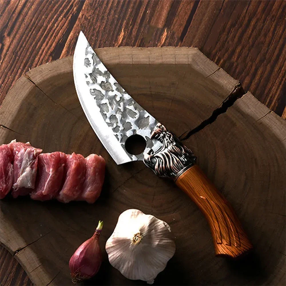 With Finger Hole Kitchen knife Cleaver Meat Slicing Fish knife Wood Handle Chef BBQ Cooking Butcher Boning knife Stainless steel