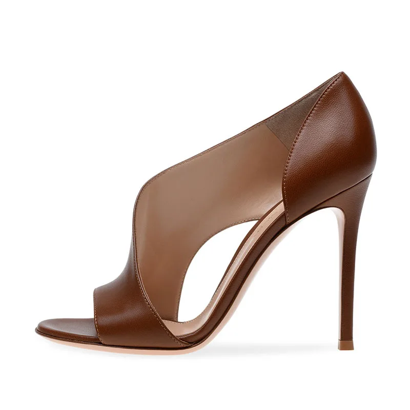 

Arden Furtado Summer 2024 Peep toe Thin heel Sexy Super high heel Round toe Hollow Dinner Modern Sandals Extra large size 45