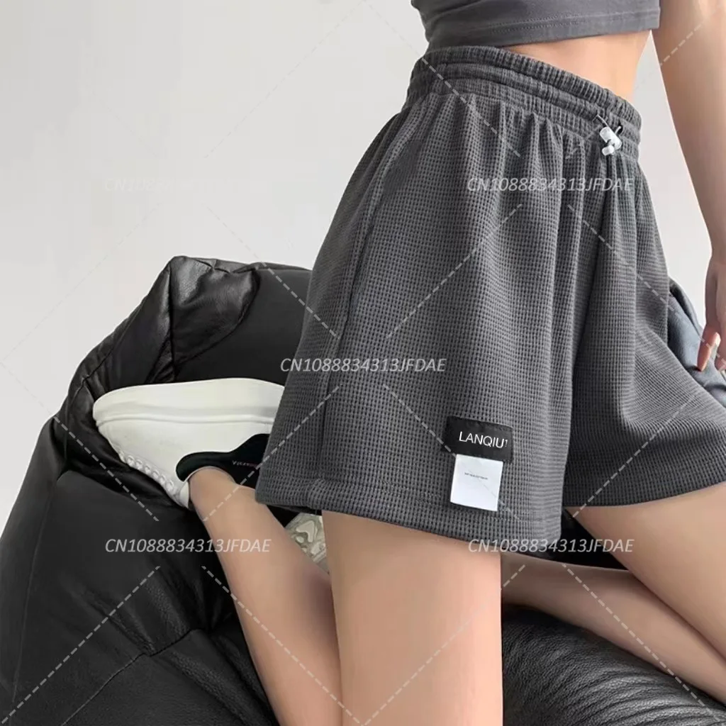 กางเกงขาสั้นสตรีเอวสูงกีฬากางเกงขาสั้นหลวมกางเกง Casual ความงาม Elastics กางเกงขาสั้นหญิง Solid Homewear