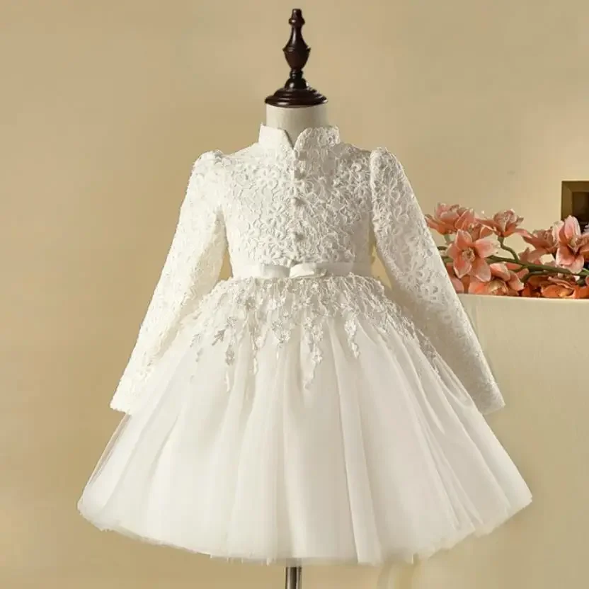 

Baby Long Sleeve Lolita Princess Ball Gown Infant Birthday Party Wedding Christening Dresses For Girls A1665