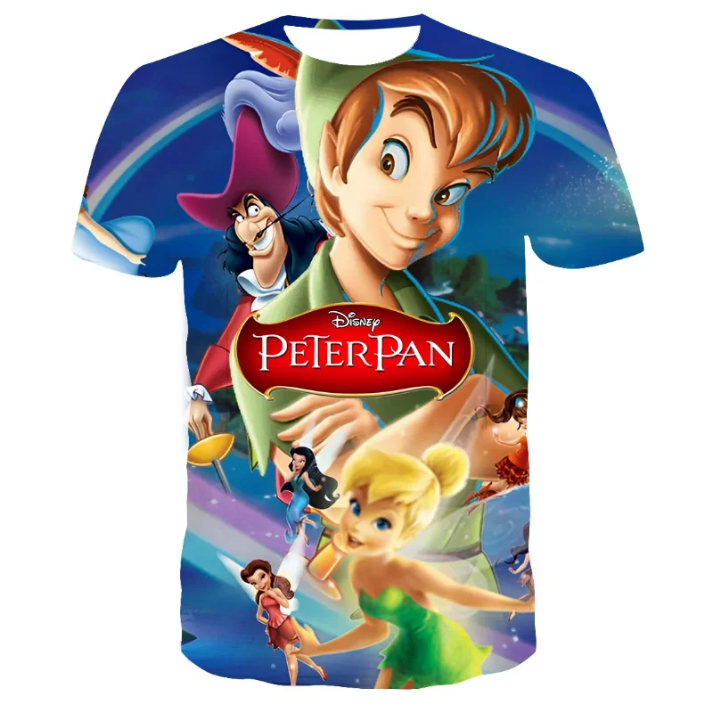 Peter Pan Boys Girls T-shirt Disney T-shirt 3D Printing Children's Short Sleeve Oversized Men's T-shirt Fashion Men's Clothing