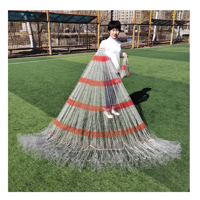 شبكة صيد عالية القوة HDPE من مادة النايلون PA بطول مخصص نمط حيدة مع ثقالة من الرصاص وجيب سفلي لصيد الأسماك