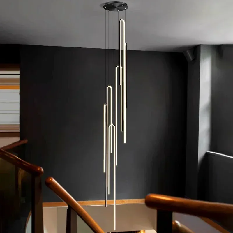 Modern ring stairs led lights pendant light lamps for living room led Chandeliers for dining room