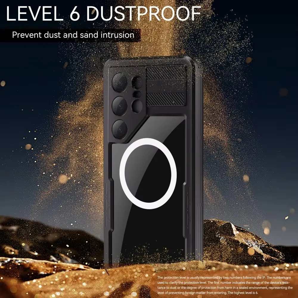 

Outdoor Sports IP68 Waterproof Case For Samsung Galaxy S25 S24 Ultra Plus Diving Swim Climbing Mars Magnetic Charging Cover