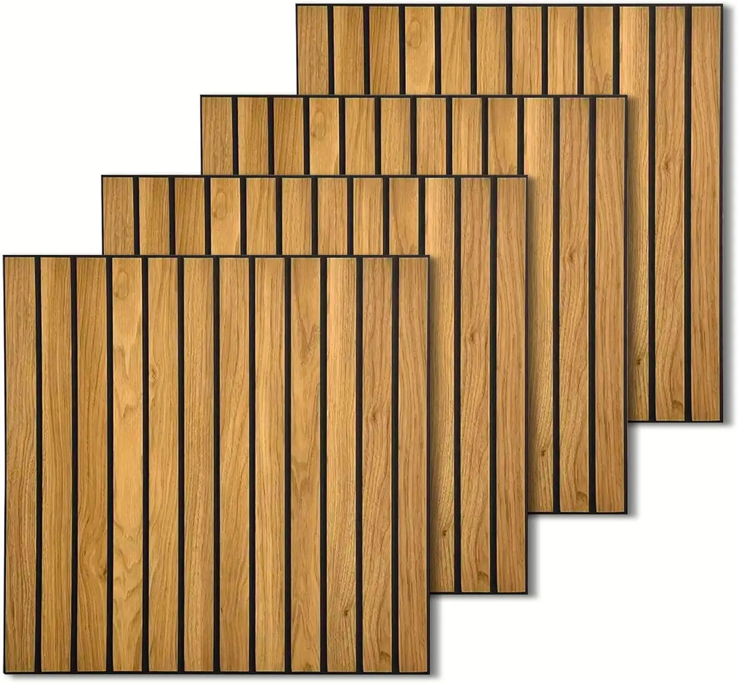 Pannelli acustici 4 pezzi effetto legno, 60x60 cm, insonorizzazione del soffitto a parete, rovere chiaro moderno