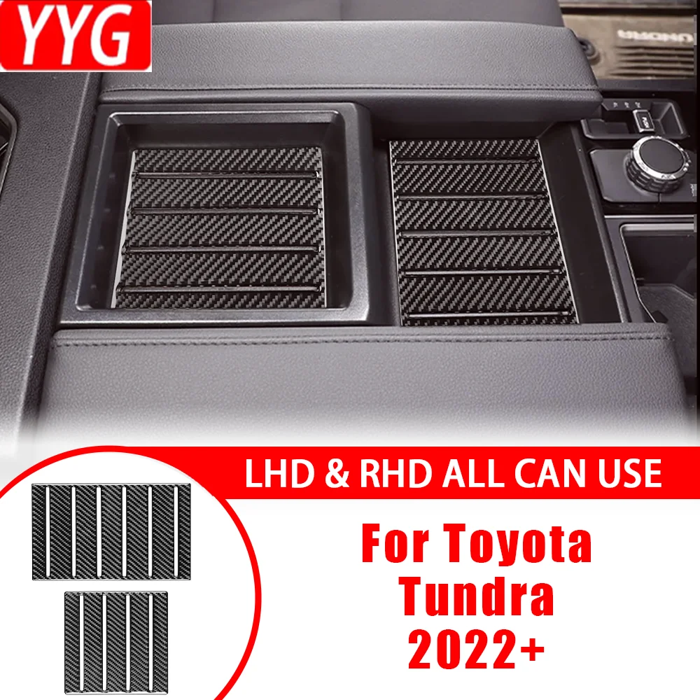 

For Toyota Tundra 2022+ Car Accessories Carbon Fiber Center Armrest Box Groove Pad Panel Interior Cover Trim Modified Sticker