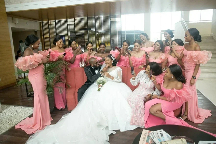 Vestido De novia personalizado con apliques De encaje, Vestido De Casamento 2025, corte en A africano, manga larga 3/4, Vestido De novia De talla grande