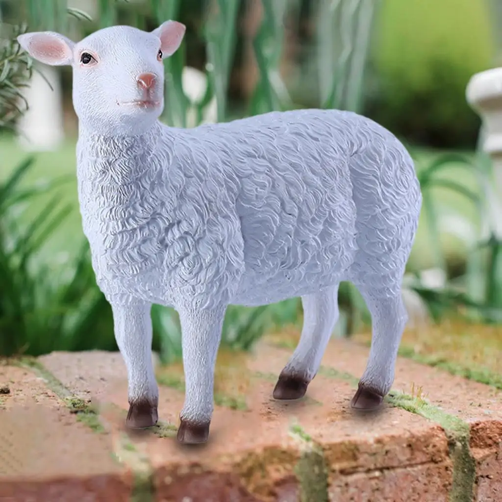 Lamb Figurines Sculptures Sheep Garden Statue for Office Car Dashboard Farm