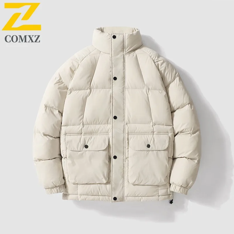 COMXZ Luxury Men Cotton Coat Casual Notch Collar Outdoor Mountaineering Windproof Coat Fashion Travel Lightweight Winter Garment