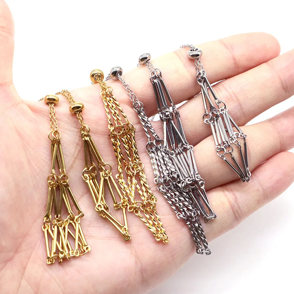 2 Size Adjustable Empty Stone Holder Stainless Steel Cage Chain Necklace Natural Crystal Collecting DIY Jewelry Accessories