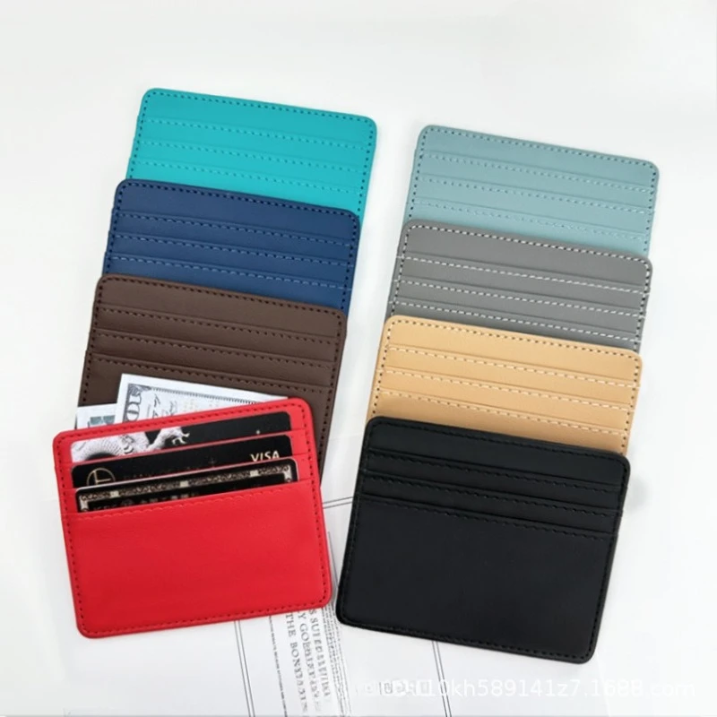 1Pc Multi Slot Slim Wallet for Women Men Business Card Cover Pu Leather ID Card Holder Candy Color Bank Credit Card Box