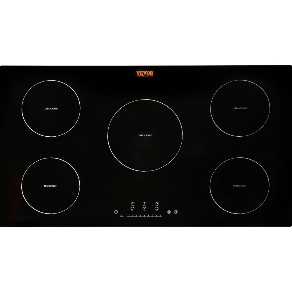 5 Burners, 36'' Induction Stove Top,Built-in Magnetic Cooktop，9 Heating Level Multifunctional Burner,Over-Temperature Protection