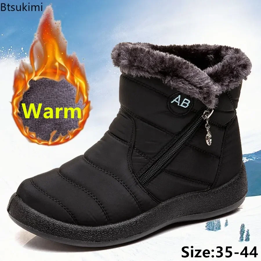 2026 Women's Winter Snow Boots Keep Warm Ankle Boots for Women Waterproof Zipper Design Winter Padded Cotton Shoes Females Boots