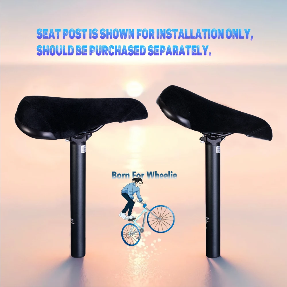 Funsea อุปกรณ์จักรยาน Stunt Wheelie Bike Seat ผ้าสักหลาดสีดําพร้อมโลโก้ปักของรอบสีเขียวสีแดงสีม่วงสีชมพูสีส้ม