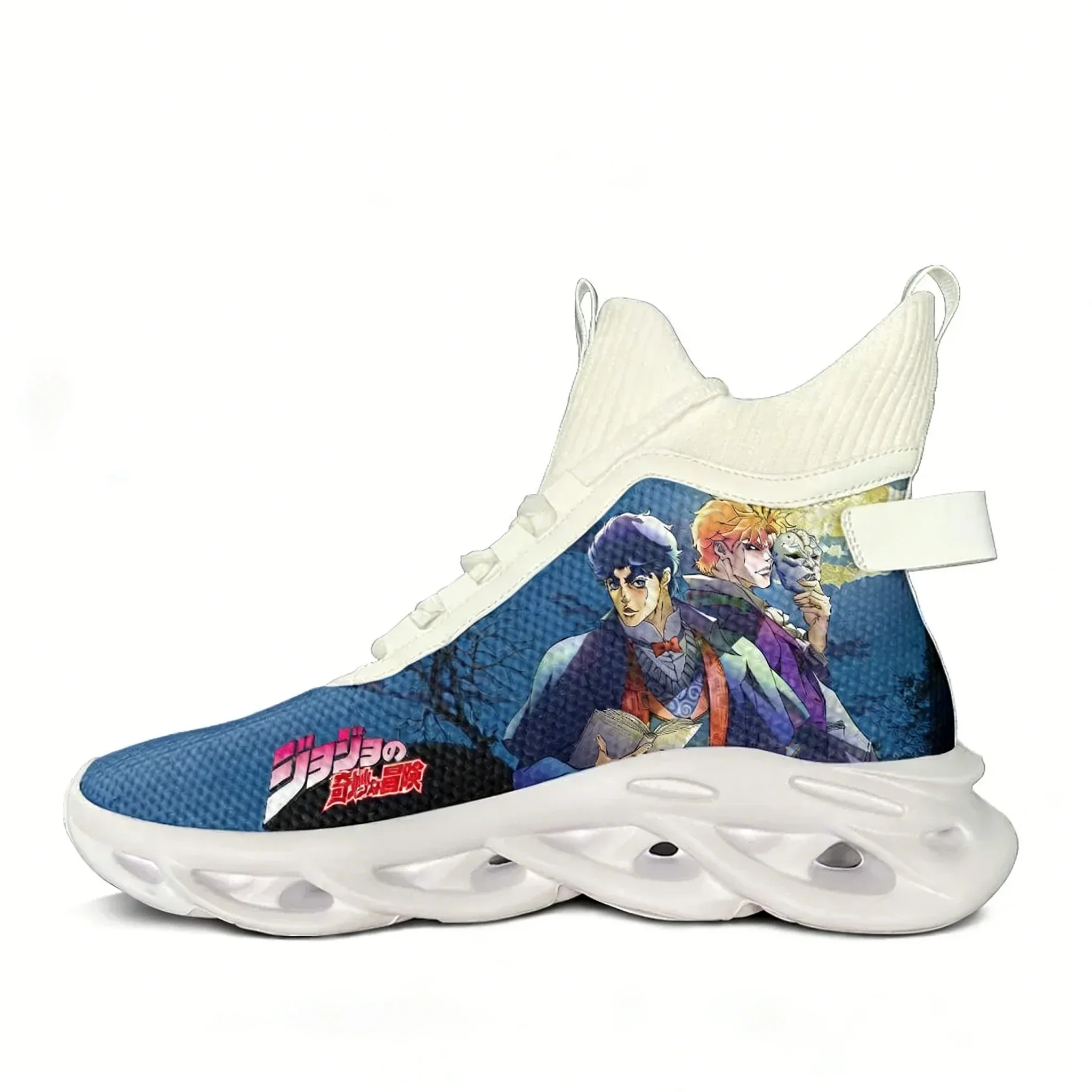 

Кроссовки Jojo High Top Flats, мужские и женские спортивные кроссовки для бега, высококачественные кроссовки, сетчатая обувь на шнуровке, персонализированная обувь в стиле аниме