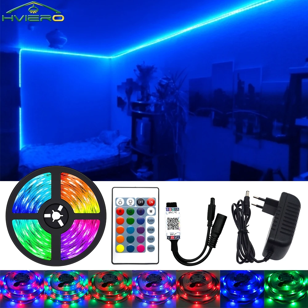 12V RGB 2835 LED Light Strip Bluetooth With 24Key Remote Control Color Change Flexible Lamp Tape Ribbon Diode For Home Backlight