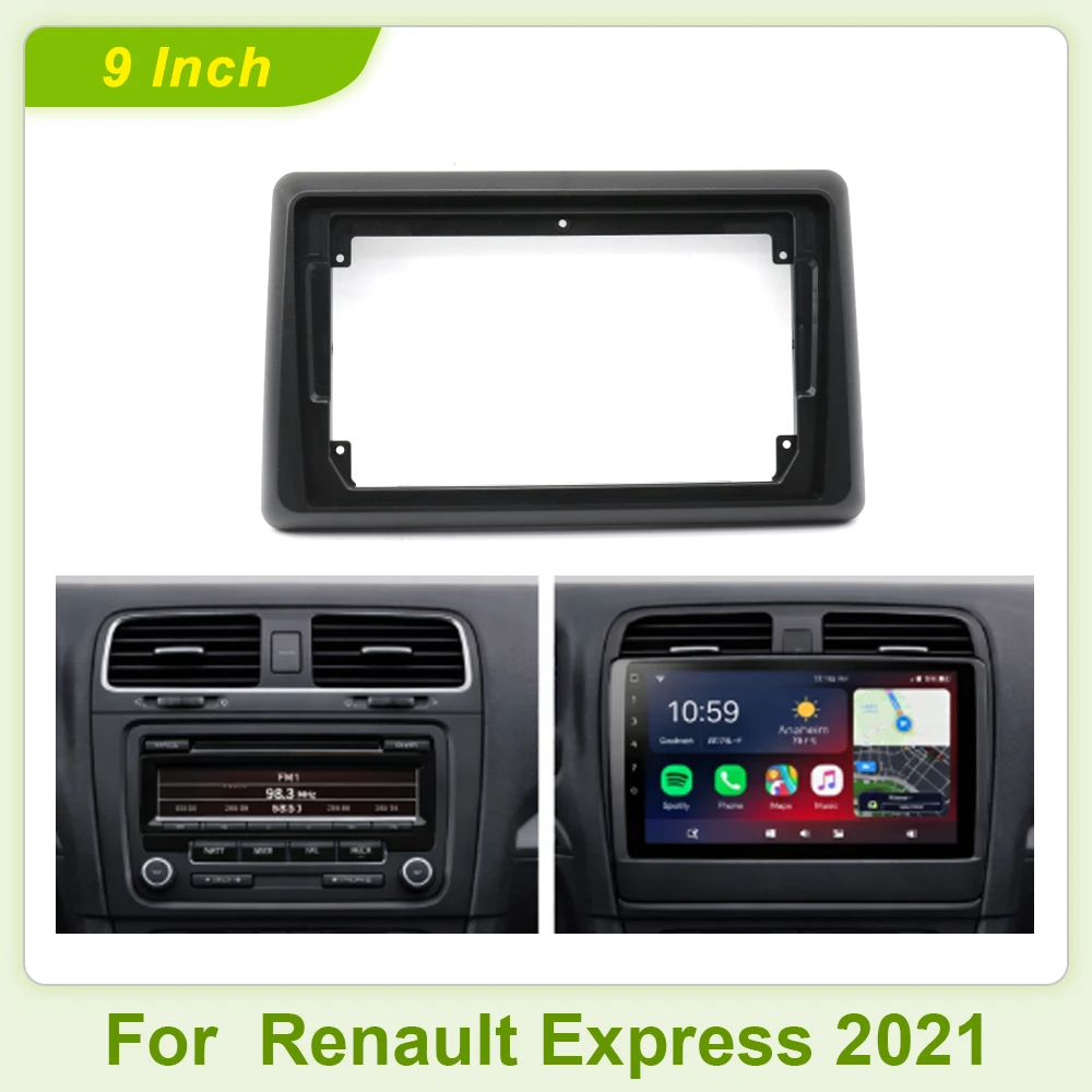 9 Inch For Renault Express 2021 2DIN Car Frame Fascia Adapter Canbus Box Decoder Android Radio Audio Dash Fitting Panel Kit