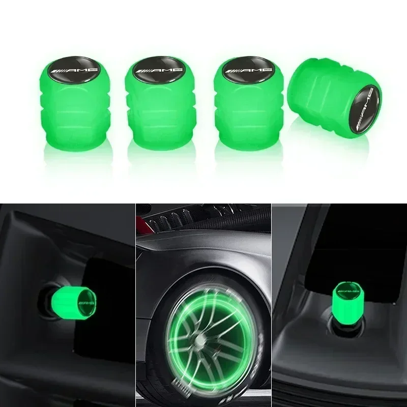 

4PCS Car Luminous Tire Valve Cap Wheel Nozzle Night Glowing Caps For Mercedes Benz Amg W204 W213 W205 W211 W212 W176 W205 W203