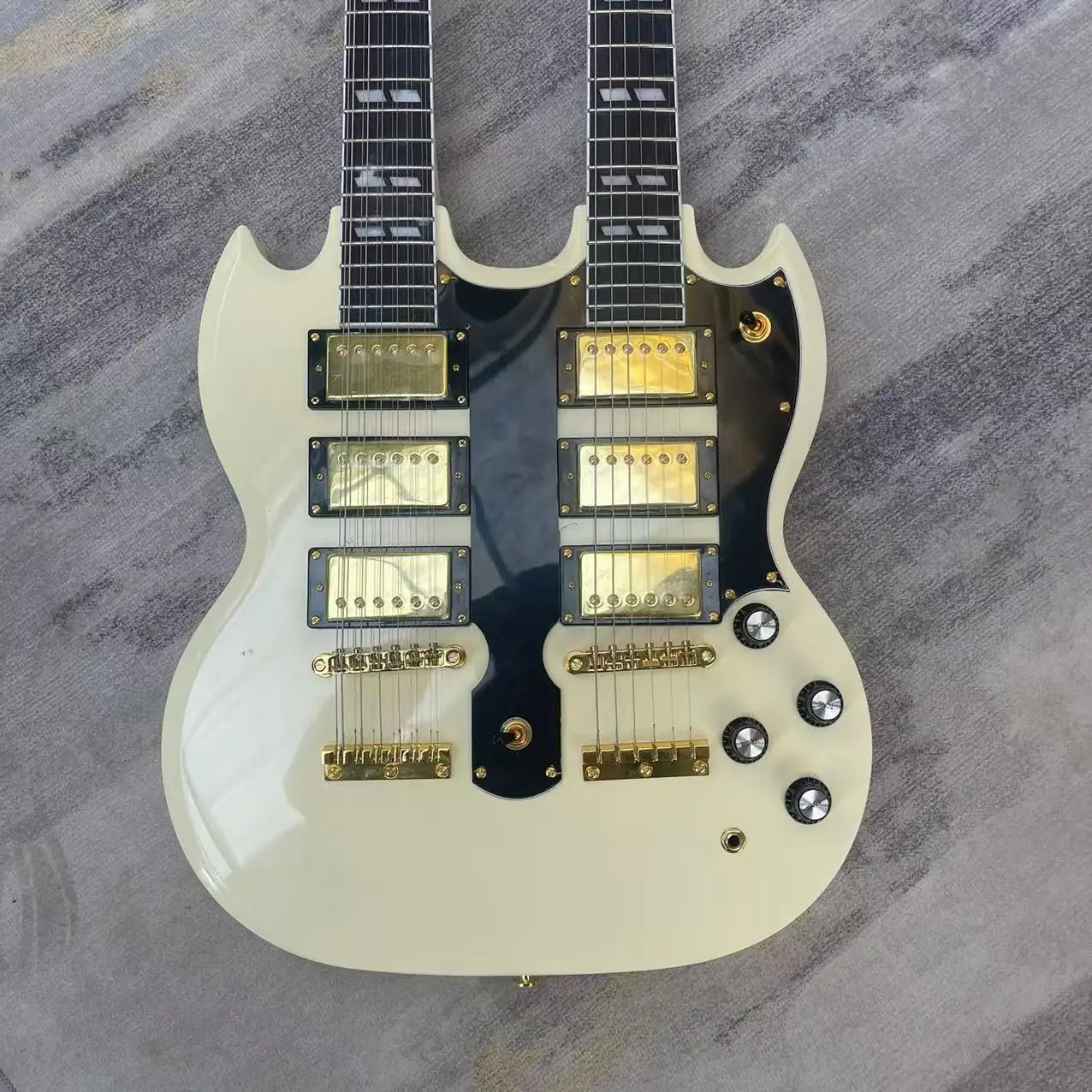 Electric Guitar 6-Chord+12 Chord Double Path Edition, with a creamy yellow body and factory shipped real pictures. In stock, ord