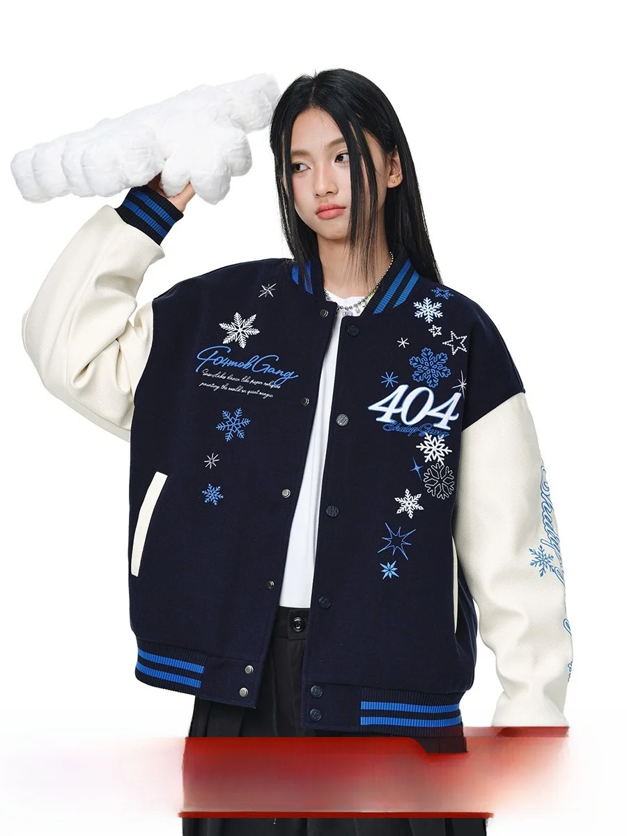 

Утепленная хлопковая куртка с вышивкой, свободного кроя, с вставками из искусственной кожи, осенне-зимняя мужская повседневная верхняя одежда