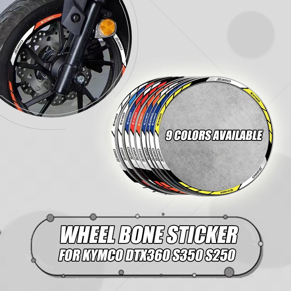 Motorcycle Decorative Accessories Hub Decals Reflective Waterproof Wheel Bone Stickers FOR KYMCO DTX360 DTX 360 S350 S250