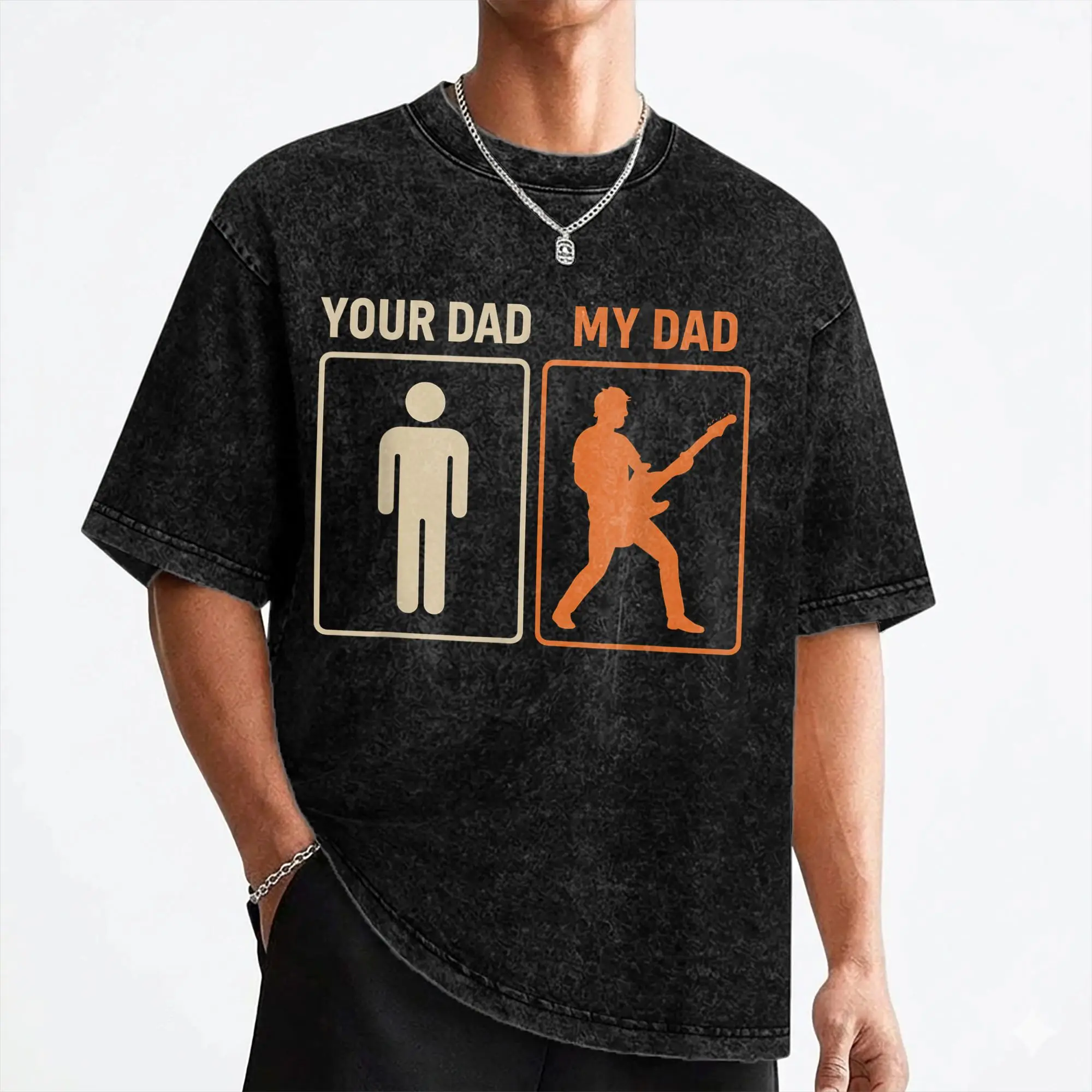 Your Dad My Dad Funny Guitar Guitarist Rock Fathe's Day T Shirt Washed 100% Cotton T-Shirts  Cool for Men Women Graphic Tees