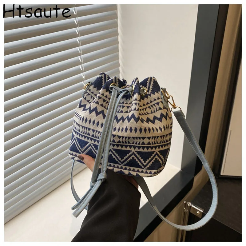 

Vintage Women Crossbody Bag Ladies New Trendy Bags Casual Printed Single Shoulder Bucket Bag MIni Handbag bolsas de mujer