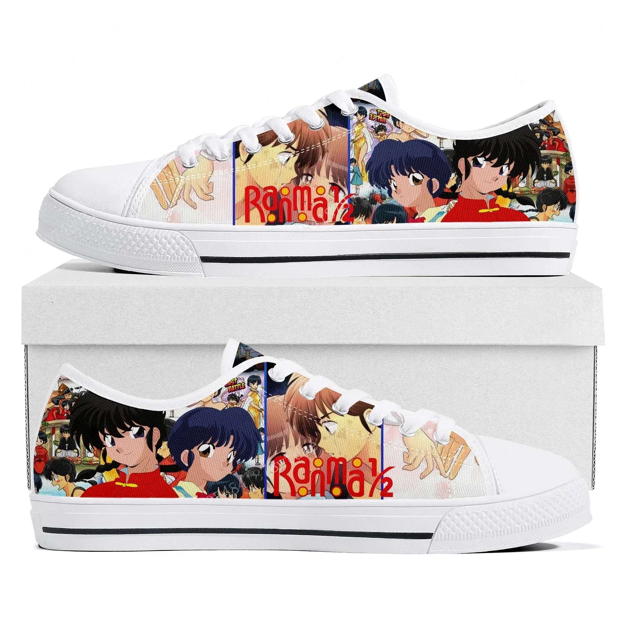 Ranma 1/2 Low Top Sneakers Womens Mens Teenager Tendo Akane High Quality Canvas Sneaker Couple Comics Manga Custom Made Shoes
