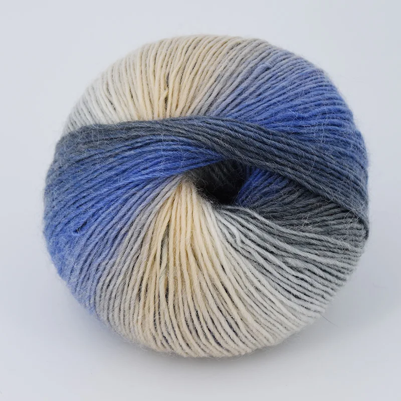 50g/Ball Worsted Section-dyeing Rainbow Yarn 100% Wool Yarn for Hand Knitting Crochet Gradual Change Color Thread JU002