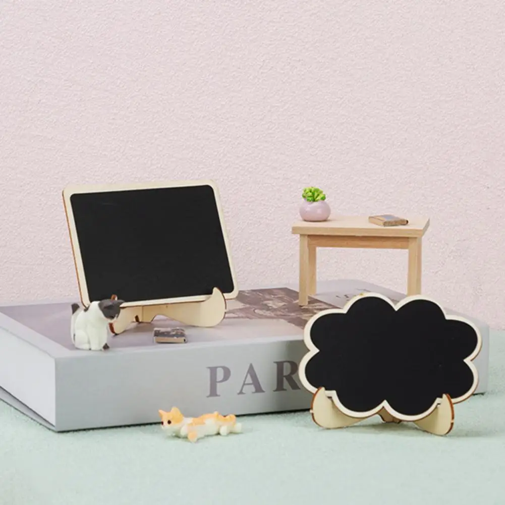 10Pcs Mini Blackboard Signs With Bracket Mini Blackboard Wooden Desktop Message Board Landscape Decor Office Supplies