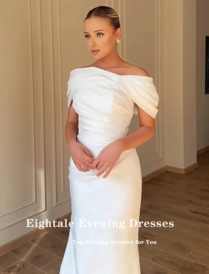 Eightale Arabic Wedding Dress Customized Ivory Strapless Bridal Gown Off Shoulder Muslim Mermaid Bride Party Dress