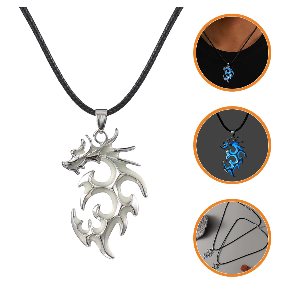 

Viking Crow Head Pendant Necklace Alloy Jewelry Creative Men Luminous Male Clothing Necklace Crow Sweater Decoration