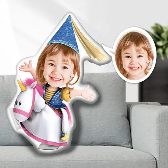 Minime Pillow cushion Dolls Photo Face customized  Pillow creative Personalized Girl Face Pillow Riding Unicorn Photo