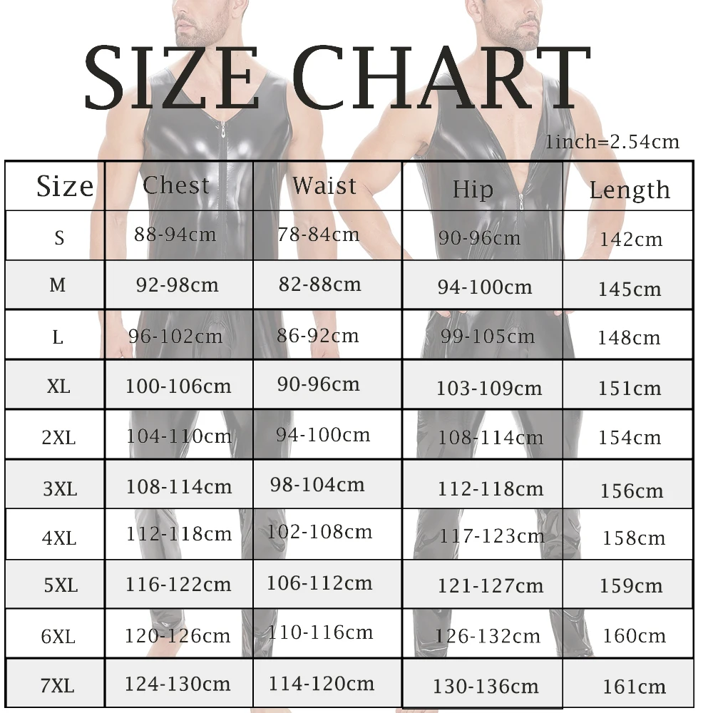 

Men's Open Crotch Leotards Wet Look PVC Leather Bodysuits Sexy Shiny Latex Tight Catsuits Zipper Jumpsuit Club Wear Slim Rompers