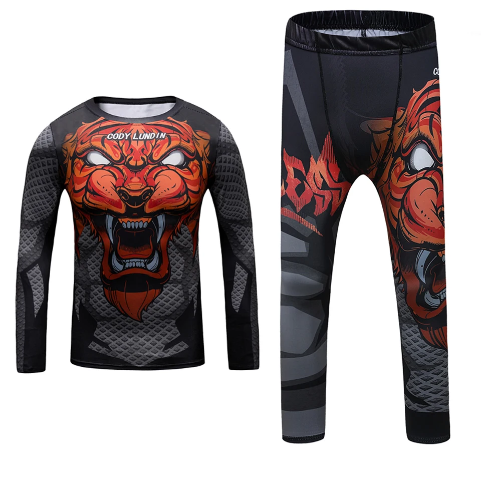 Children MMA Rashguard For Kids Jiu Jitsu T-shirt+Pant Sportsuit Boy MMA Shorts Clothing Bjj Kickboxing Jerseys Running Sets