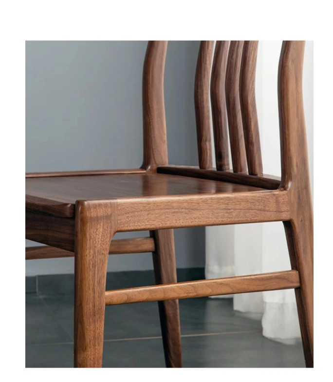 Silla de madera maciza de lujo ligera para restaurante, silla de mesa de té con respaldo de ocio simple, silla de comedor de nogal negro de América del Norte