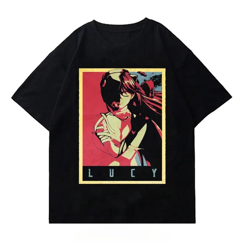 Lied Graphic Print T Shirt Fashion Plus Size Crew Neck Short Sleeve   Women Men Japanese Anime Elfen