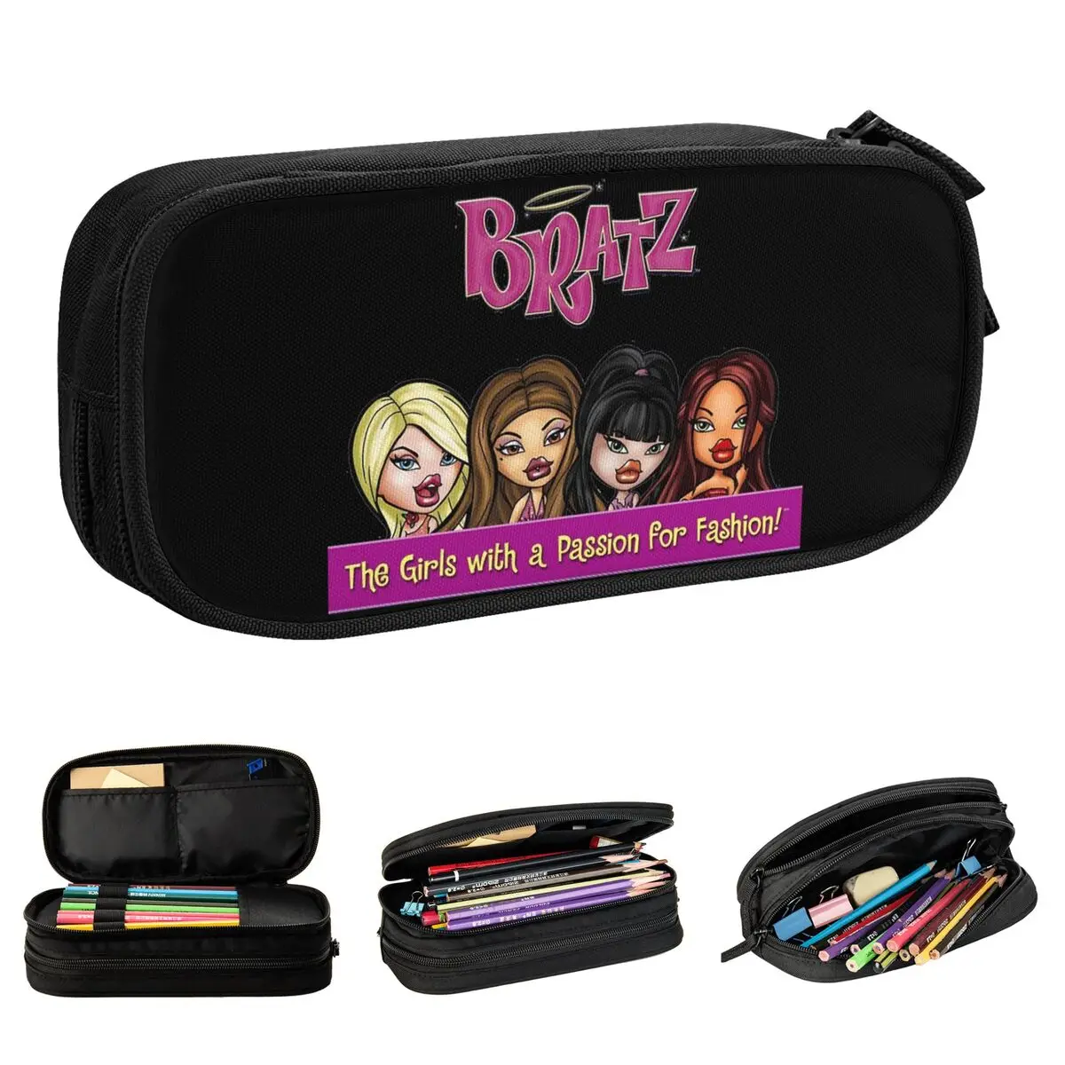 Bratz 2001 Cartoon Y2k Girls Pencil Case New Bratz Pen Holder Bags Student Big Capacity Students School Gifts Pencil Pouch