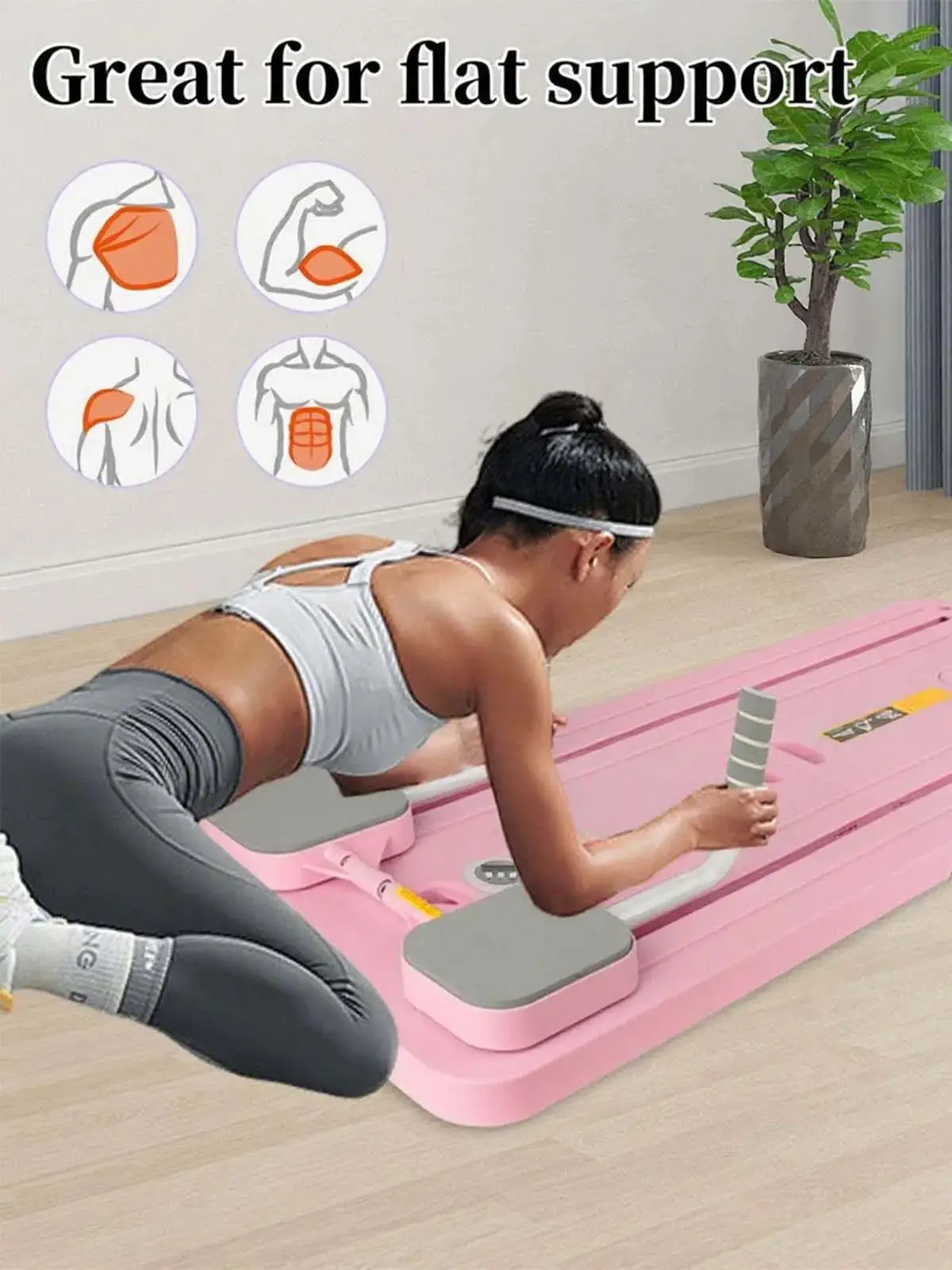 Multifunctionele buikspierfitnessplank, opvouwbare, lichtgewicht fitnessplank voor thuis, inclusief buikspierrollerwiel. - afbeelding 2