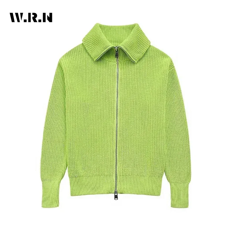 2024 Autumn Winter Y2k Knitting Long Sleeve Casual Cardigans Korean Women Fashion Solid Color Zipper Street Punk Sweater Top