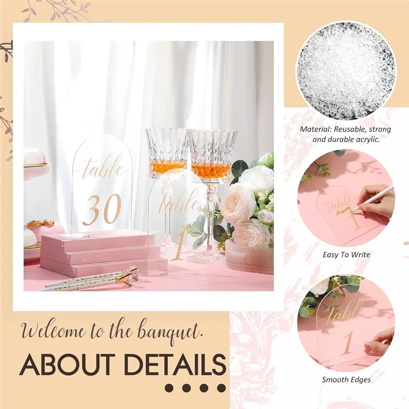 AAAN-لعلامات أرقام طاولة الزفاف 1-30، 30 قطعة مجموعة من 4 × 6 بوصات لحفلات الزفاف والولائم والحفلات والمطاعم-متوافقة مع اصنعها بنفسك
