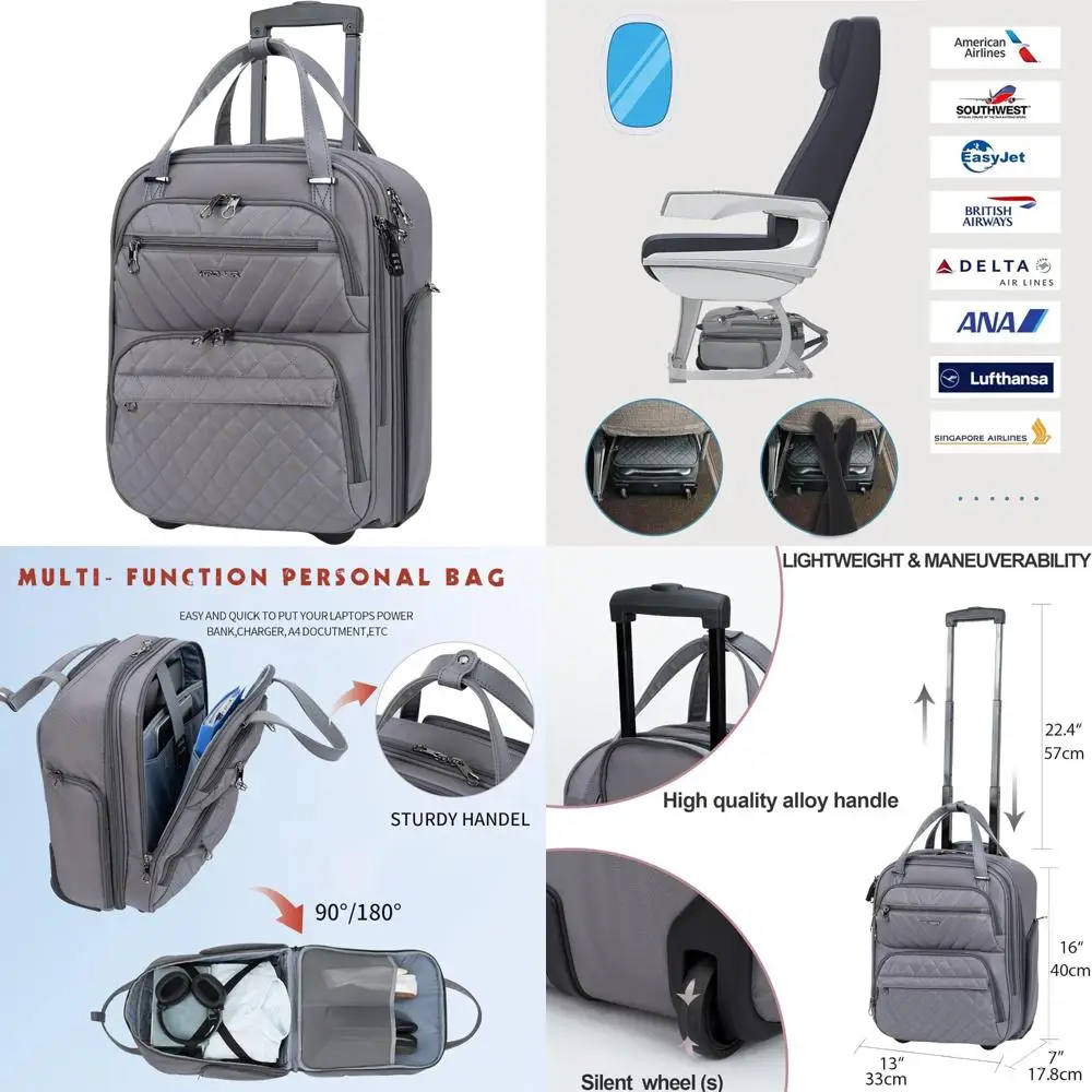 

16-дюймовый легкий ночной чемодан для мужчин и женщин — многофункциональная сумка для ручной клади, серая