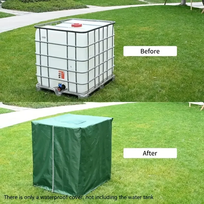 IBC Tote Cover 210D Oxford Fabric Protective Cover Zipper and Drawstring for Outdoor Storage Black