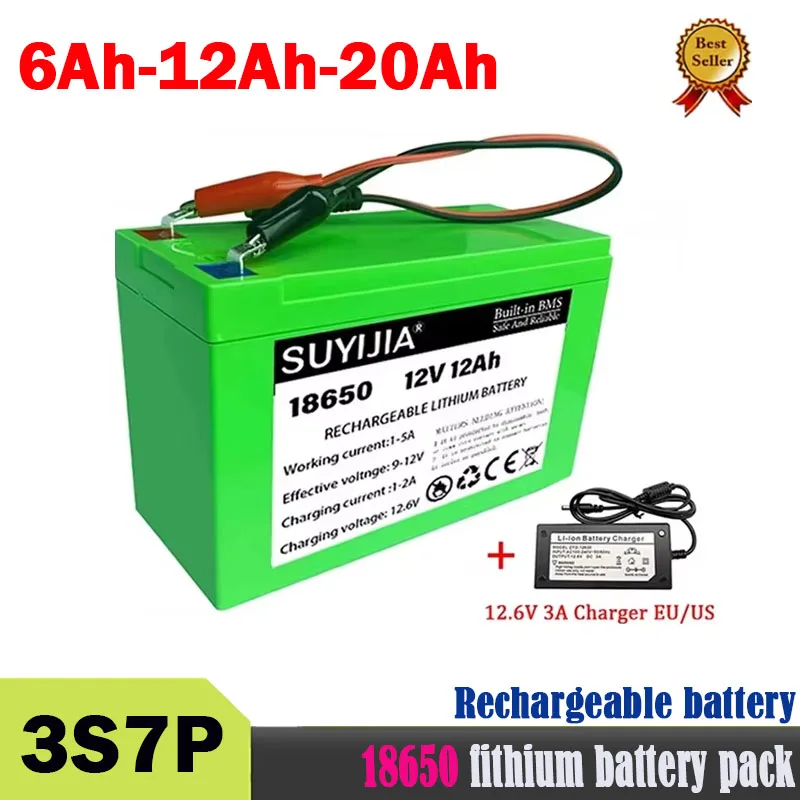 New 3S7P 12V 18650 20AH Built-in High Current 20A Rechargeable Lithium Battery Pack Spray Electric Vehicle Backup Power Supply