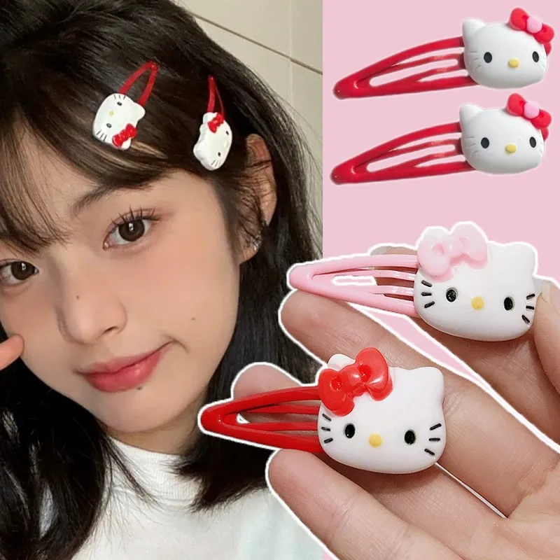 2 pz Sanrio ragazza fermaglio per capelli Kawaii ciao Kitty Cartoon BB fermaglio per capelli ragazza accessori per capelli copricapo frangia Clip