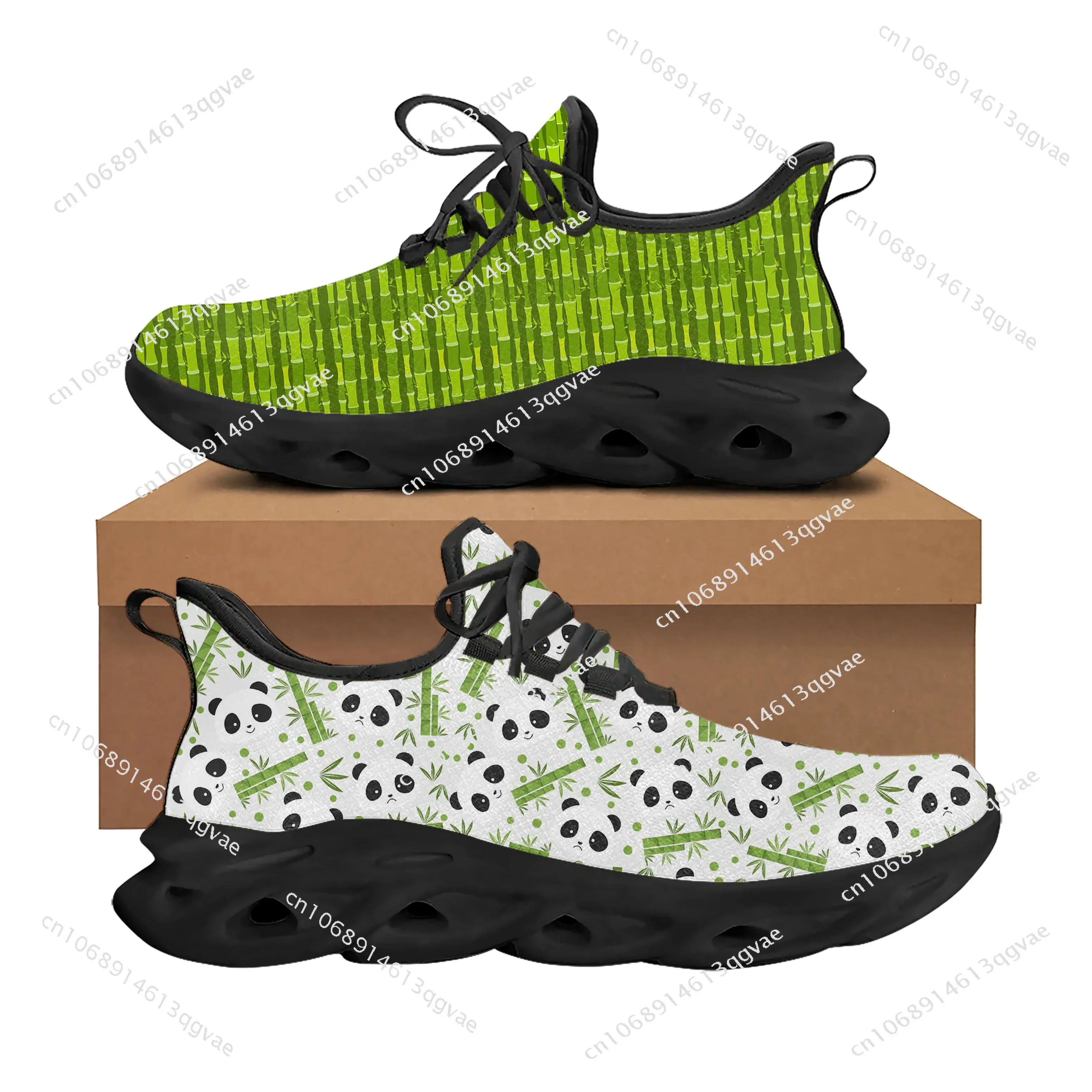 Panda Cute Pattern Flats Sneakers Mens Womens Sports Running High Quality Sneaker Lace Up Mesh Footwear Tailor-made Shoe Black