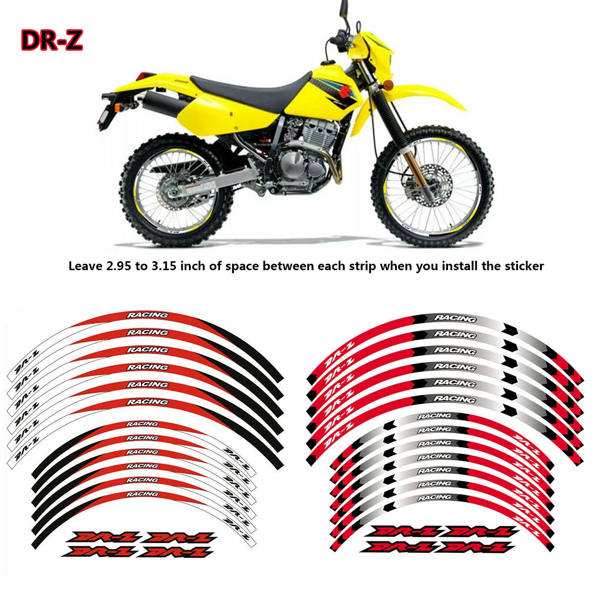 

21" 18" 12PS Motorcycle RIM WHEEL STRIPES TAPE STICKERS FOR DRZ 400 400S 400E 250