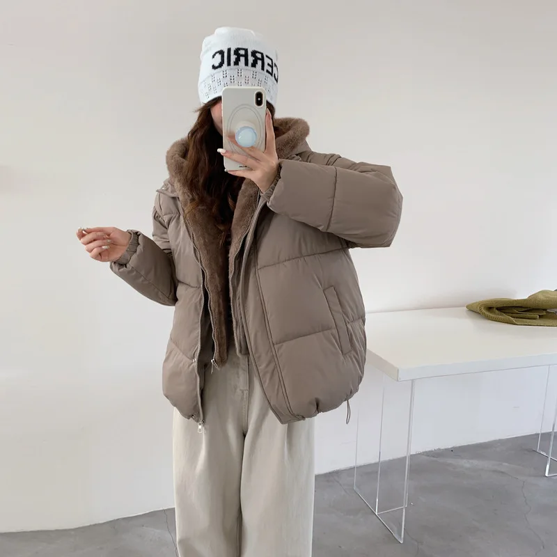 Parkas Women Short Coats Hooded Zipper Jackets Thick Warm Y2k Streetwear Elegant Jacket Work Coat Casual Autumn Winter 2025