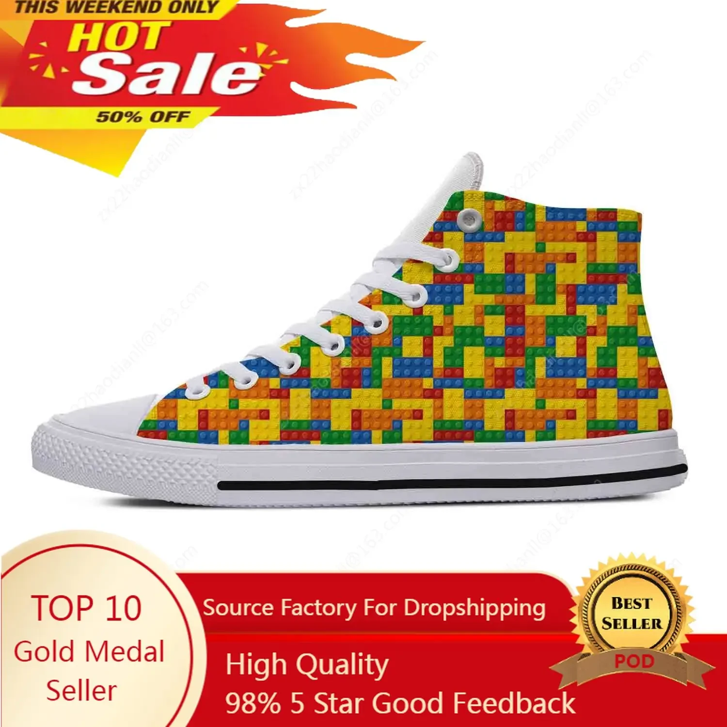 

Building Toys Toy Block Bricks High Top Sneakers Men Women Teenager Casual Shoes Canvas Running Shoes 3D Print Lightweight shoe